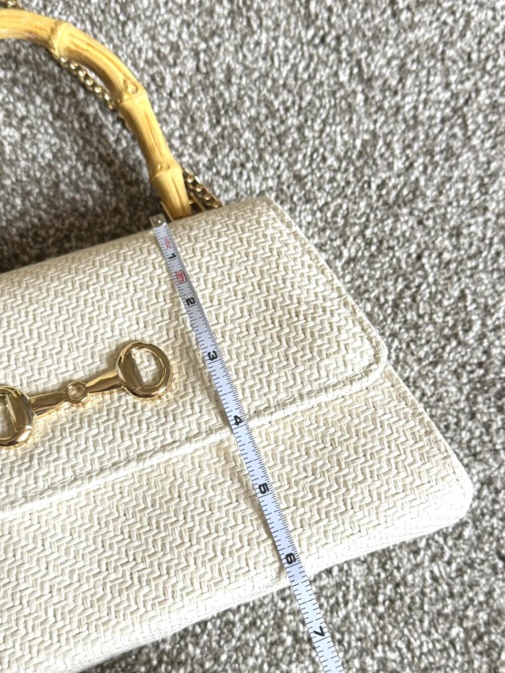 Tommy Bahama Woven Straw Natural Bag Bamboo Handle Gold Chain NWT - Picture 13 of 16